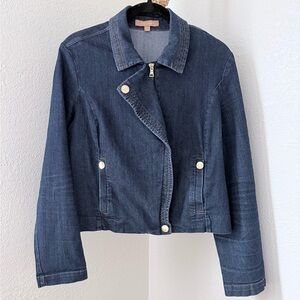 Ellen Tracy Denim Moto Jacket
